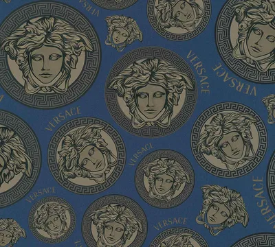 Versace non-woven wallpaper 38611-3 Medusa blue pearl beige