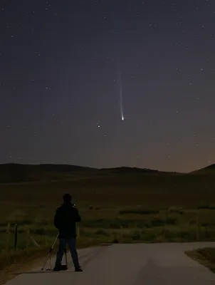 Комета Neowise в небе над Землей