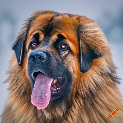 Leonberger dog in the snow