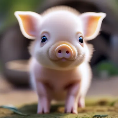 Cute newborn cub of mini pig sitting on human's hands Stock-Foto | Adobe  Stock