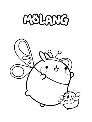 Фото Molang rabbit / Кролик Моланг сидит рядом с клубникой и держит в  лапках сладости