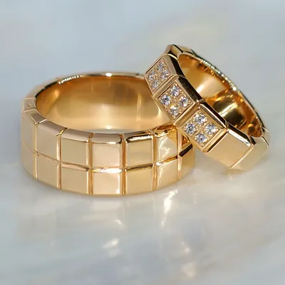 Эксклюзивные обручальные кольца Кубики с бриллиантами (Вес пары: 20 гр.) |  Купить в Москве - Nota-Gold