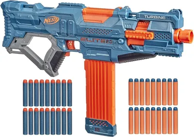 NERF Elite 2.0 Turbine CS-18 Motorised Blaster, 36 NERF Darts, 18 Dart Clip  Magazine, Tactical Rails, Attachment Point: Amazon.de: Toys