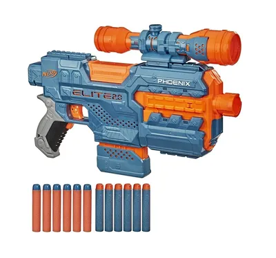 Shop Nerf Elite 2.0 Phoenix CS-6 Motorized Blaster, 12 Official Nerf Darts,  6-Dart Clip, Scope, Tactical Rails, Barrel and Stock Attachment Points  Blasters for BOYS age 8Y+ | Hamleys India