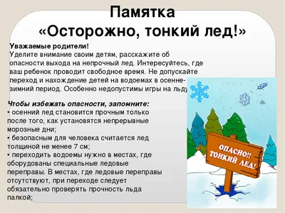 Осторожно, тонкий лед - безопасность в природной среде! » Детский сад №170