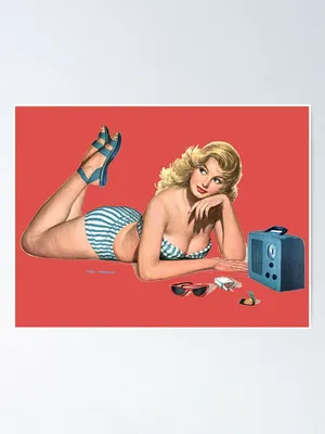 Vintage Stars and Stripes - Pin-Up Girl Metal Sign 12 x 18 Inches