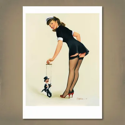 Pin-up custom portrait – Classic car pin-up girl – Personalized pin-up art