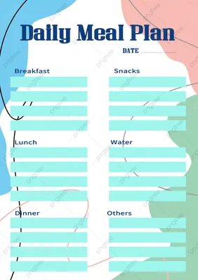 Шаблон плана питания на английском языке с цветными блоками рисунок Шаблон  для скачивания на Pngtree