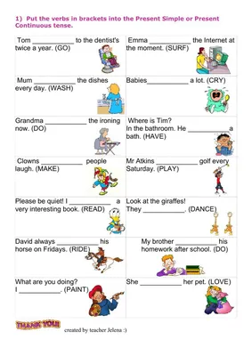 Present Continuous Tense Worksheets in English • Englishan