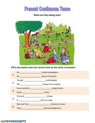 English present continuous | Grammar printables for kids