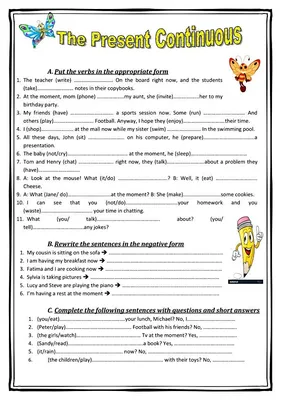 7 Picture-Based Present Continuous Worksheets for Language Students.