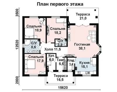 Проект одноэтажного дома 927-2 с навесом на две машины плоской крышей и  тремя спальнями