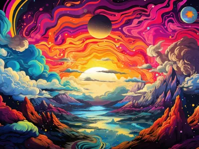 Психоделическое флуоресцентное полотно «Творец Вселенной» | Fractalika