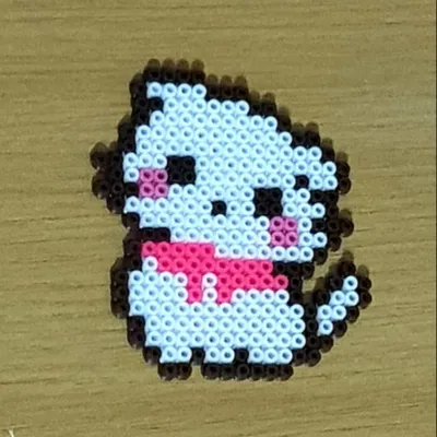 Pyssla perler beads craft: cute white puppy design customisable color  change | Shopee Singapore