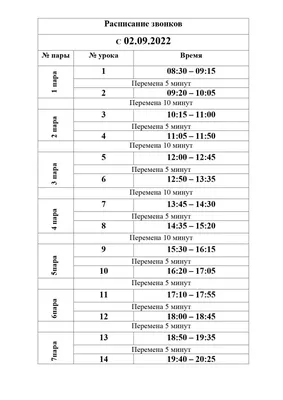 Расписание звонков – ЮГОРСКИЙ ПОЛИТЕХНИЧЕСКИЙ КОЛЛЕДЖ