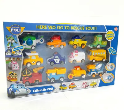 Robocar Poli 4 Pack Poli + Amber + Roy + Helly Transforming Robot Toys, 4\"  Transformable