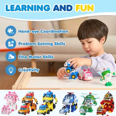 3pcs 6pcs Korea Toys Robocar Poli Transformation Robot Poli Amber Roy Car  Model Anime Action Figure Toys For Children Best Gift - AliExpress