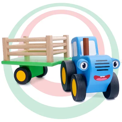 Животные из дерева игрушка Синий трактор