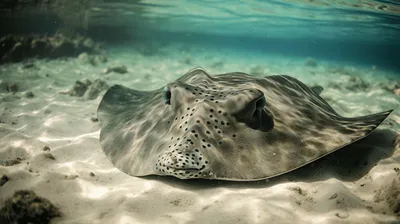 скат лежит в океанской воде, привлекательный скат, Hd фотография фото, вода  фон картинки и Фото для бесплатной загрузки