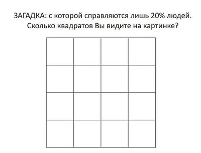 Давайте разомнемся 😉 Попробуйте посчитать, сколько квадратов спрятано на  этой картинке. Пишите свои варианты.. | ВКонтакте