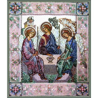 Икона «Святая Троица» - Купить православные иконы, янтарные картины