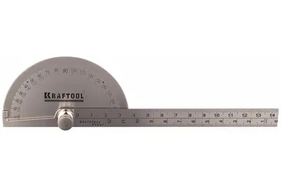 Транспортир с линейкой KRAFTOOL Protractor из нержавеющей стали, 145 мм  34290 - выгодная цена, отзывы, характеристики, фото - купить в Москве и РФ