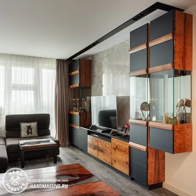 ТВ зона в гостиной - Мебель из массива дерева в Сочи
