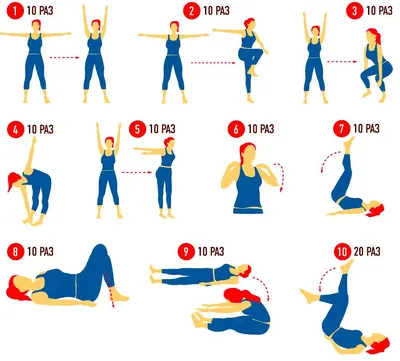 Утренняя зарядка комплекс упражнений в картинках