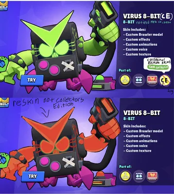 Brawl Stars on X: \"Virus 8-Bit has arrived to take over Brawl! Which side  are you on? 👾👿 https://t.co/S1ocbHX3Bo\" / X