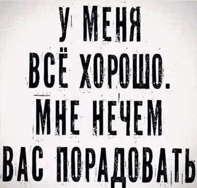 У меня всё хорошо. Мне нечем вас порадовать. / Прикол на темы: радость |  Настоящие цитаты, Яркие цитаты, Случайные цитаты