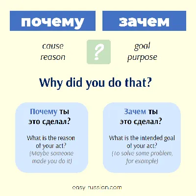 Difference Between \"почему\" and \"зачем\" in Russian