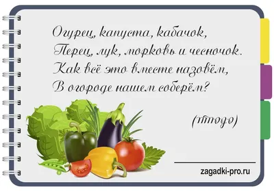 Загадка про овощи с картинкой | Загадки, Овощи, Детская поэзия