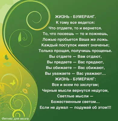 Жизнь — бумеранг. К тому и ведётся: что отдаёте, то и вернётся. То, что  посеешь — то и пожнёшь, ложью пробьётся ваша.. | ВКонтакте